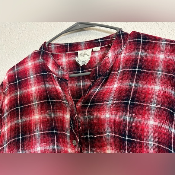 Women’s White Crow Hour of Darkness Red Plaid to ombré LongSleeve Medium - Picture 3 of 11